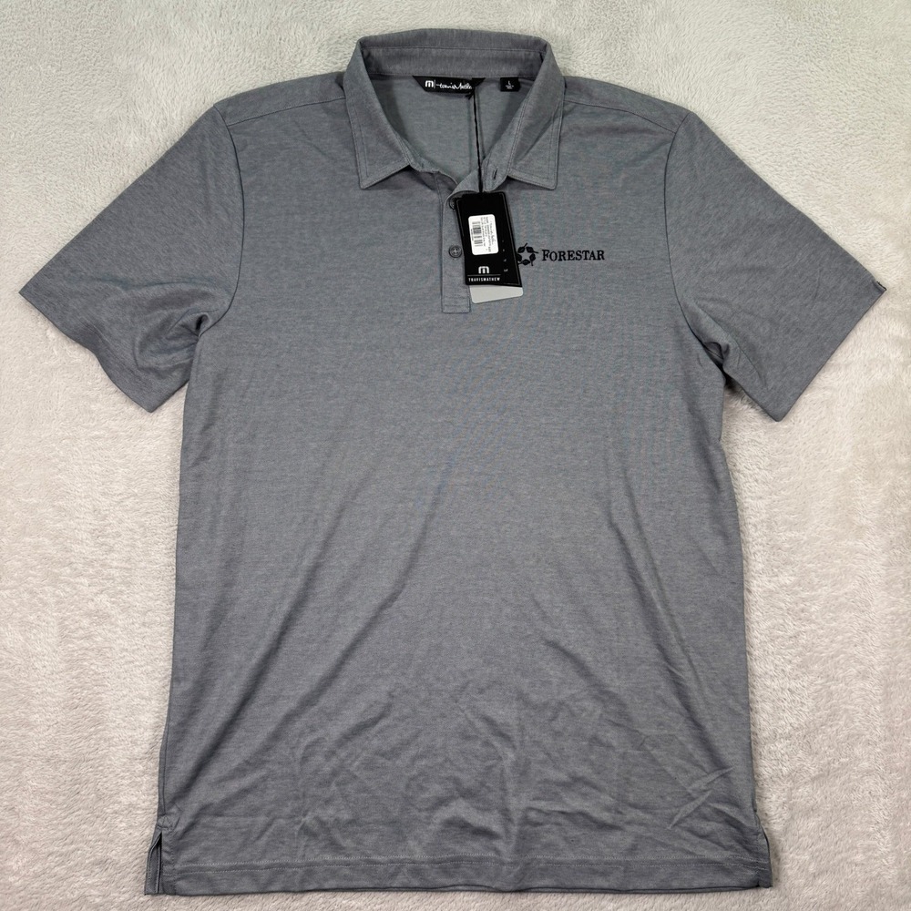 NEW Travis Mathew Mens Large Polo Shirt Gray Casual Performance Gray Preppy Flex
